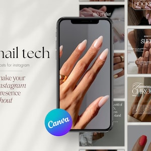 Plantillas de redes sociales de Nail Tech para Instagram, publicaciones de Instagram de artistas de uñas, belleza de manicura, publicaciones de Nail Tech, marca estética de Instagram