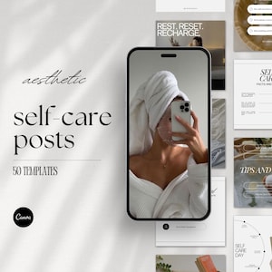 Mallar för Instagram-inlägg om självomsorg, inlägg om självkärlek, mallar för mental hälsa, sociala medier för hälsocoacher, redigerbar Canvas bild 1