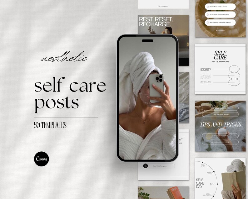 Mallar för Instagram-inlägg om självomsorg, inlägg om självkärlek, mallar för mental hälsa, sociala medier för hälsocoacher, redigerbar Canvas bild 1