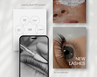 Lash Lift Instagram Post Templates, Eyelash Lift Social Media Posts, Lash Lamination Templates, Lash Perm, Lash Tech, Editable Canva Posts