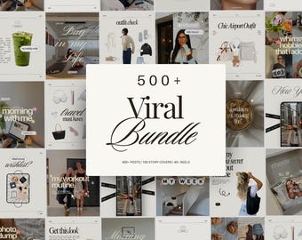 500+ Viral Instagram Template Bundle for Content Creators & Influencers UGC Social Media Trendy Pinterest Whimsy Canva Posts Stories Reels