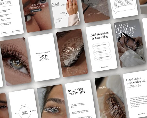 100 Lash Tech Instagram Stories Templates, Lash Extension Social Media Reel Covers, Lash Templates, Lash Tech, Editable Neutral Canva Posts