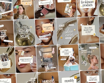 Viral Skincare Instagram Templates for Estheticians Content Creators Medspa Social Media Marketing Editable UGC Canva Wellness Post Bundle