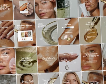 Esthetician Instagram Templates for Skincare Coaching Social Media Branding Viral Medspa Canva Bundle for Beauty Business Dermatology Posts