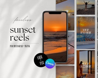 Plantillas de Instagram Reels de atardecer en la playa, editables en Canva (descarga digital)