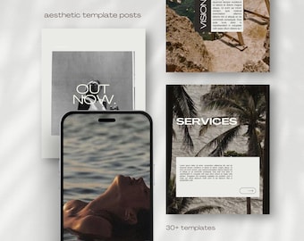 Aesthetic Social Media Templates | Minimal & Modern Instagram Templates | Canva Neutral Posts | Beige and Black | Editable | Luxury Branding