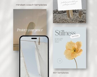 Plantillas de Instagram para coaches de mentalidad: afirmaciones positivas editables (Canva)