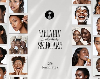 Melanin Skincare Stock Photos, Black Woman Models, MRR PLR (125 Images)