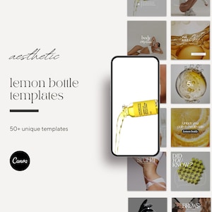 Lemon Bottle Instagram Templates Canva Posts, Fat Dissolving Instagram Posts, Weight Loss Templates, Lemon Bottle Social Media, Branding