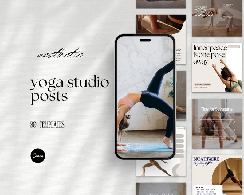 Yoga Instagram Post Templates, Yoga Studio Teacher Social Media ...