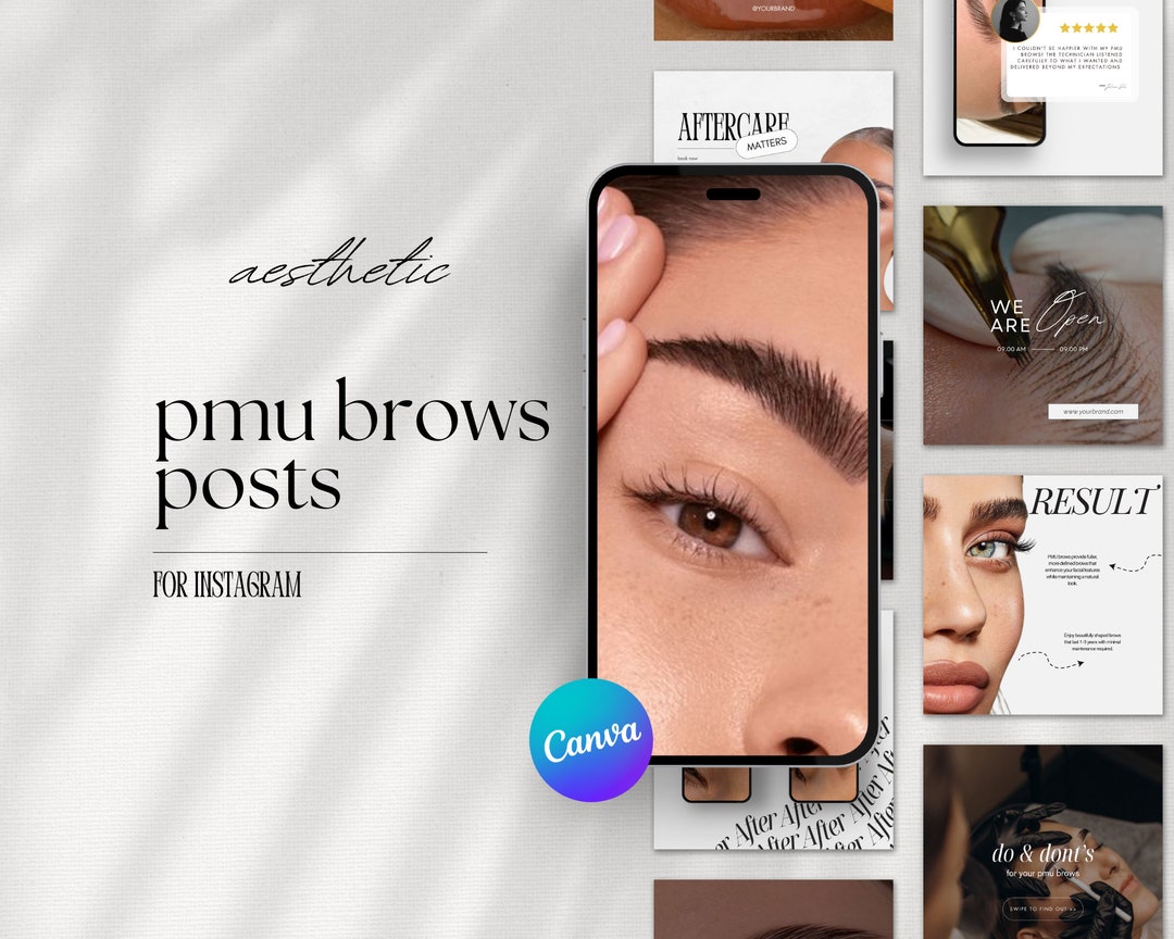 PMU Brows Instagram Post Templates, Microblading, Microshading (canva ...