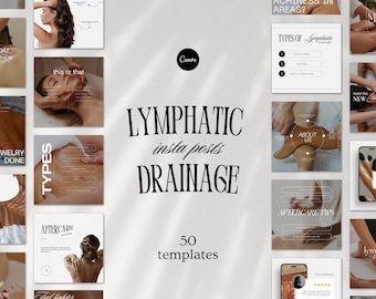 Manual Lymphatic Drainage Instagram Post Template for Massage Therapists, Post Op Lymphatic Drainage Massage Posts, Post Surgery, Canva Post