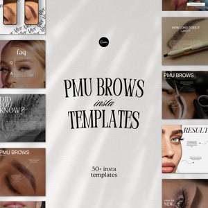 Microblading PMU Brows Instagram Template, Permanent Makeup Artist Posts, PMU Brows Templates,  Microshading, PMU Social Media Canva Post