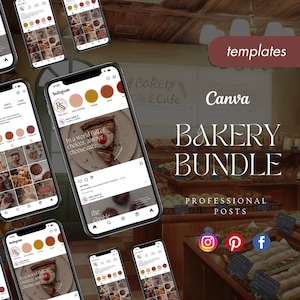 Bakery Instagram Post Templates, Pastry Shop Branding Kit, Cake Business Social Media, Instagram Post & Branding Kit, Bakery Branding Kit
