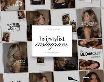 Luxury Hair Salon Instagram Templates for Hairstylists & Beauty Business Viral Social Media Marketing Hair Extension Canva Post Bundle