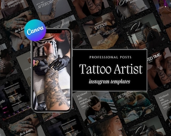 Tattoo Artist Social Media Templates, Instagram Templates for Tattoo Artist, Tattoo Artist Branding, Tattoo Artist Canva Templates