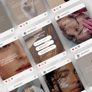 Plantillas para publicaciones de Instagram sobre dermaplaning, redes sociales de clínicas de cuidado de la piel (Canva) imagen 7