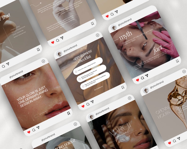 Plantillas para publicaciones de Instagram sobre dermaplaning, redes sociales de clínicas de cuidado de la piel (Canva) imagen 7