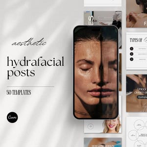Hydrafacial Instagram Post Templates,  Skincare & Esthetician Social Media, Facial Treatment Posts, Medical Spa Marketing, Editable Canva