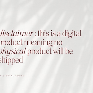 Pu&ograve; includere: Testo rosso scuro su sfondo bianco: "disclaimer: this is a digital product meaning no physical product will be shipped." Le parole "MY DIGITAL ROUTE" sono in basso.