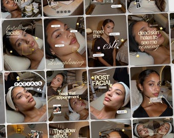 Trendy Esthetician Instagram Templates for Skincare Coaching & Beauty Influencer Social Media Scrapbook Branding Viral Medspa Canva Bundle