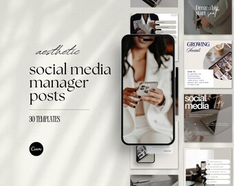 Social Media Manager Instagram Templates, Neutral Marketing Agency Templates, Beige Modern Templates Canva, Digital Marketing, Agency Posts