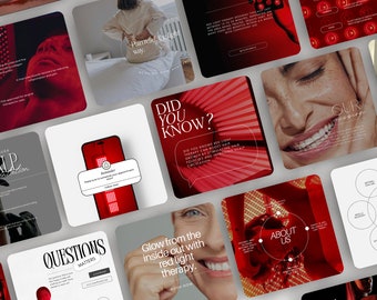 Red Light Therapy Instagram Post Templates, Skincare Social Media, LED Beauty Therapy, Facial Treatment Template, Esthetician, Canva Posts