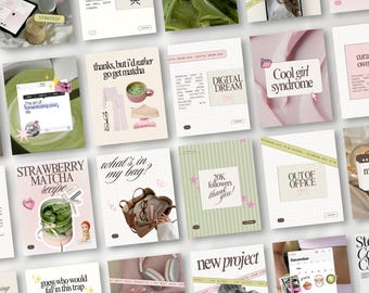Content Creator Instagram Templates, Trending Pink and Green Canva Bundle for UGC Influencers and Social Media Managers iOS Core Pinterest