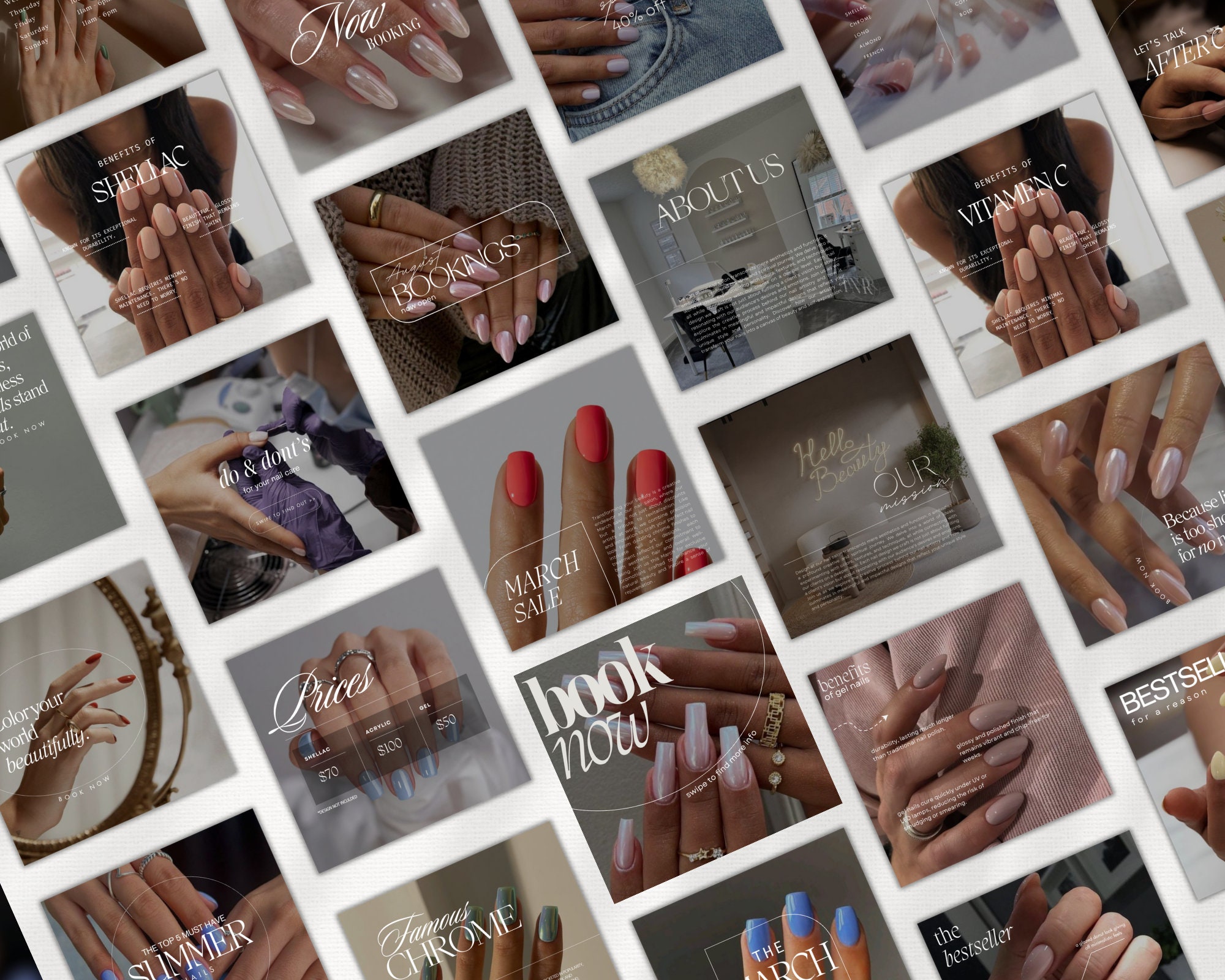 Nail Tech Social Media Templates for Instagram, Nail Artist Instagram Post, Manicure Beauty