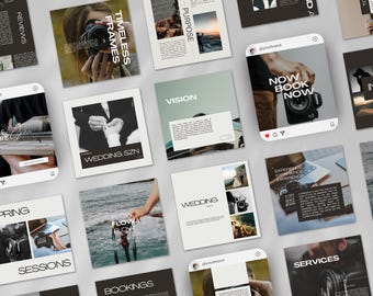 Photography Instagram Post Template, Modern Photographer Canva Social Media Templates, IG Aesthetic Branding, Neutral Photography Business