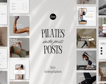 Pilates Instagram Post Templates, Pilates Coach Social Media Content, Pilates Studio Templates Posts, Instagram Influencer, Wellness Canva