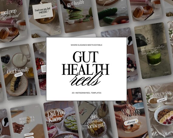 Gut Health Instagram Reels Templates Canva Nutrition Wellness Editable Video Reels for Health Coaches Nutrition Experts and Influencers