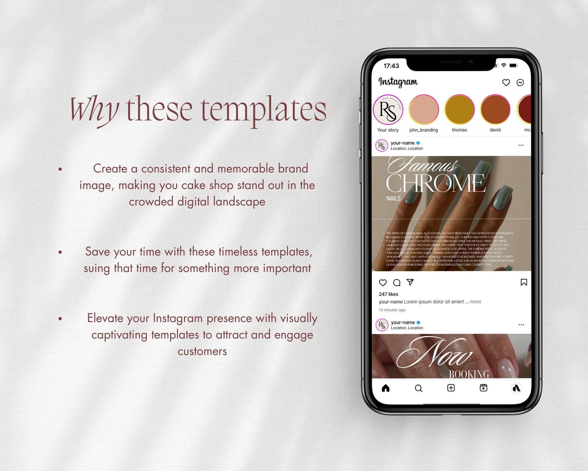 Nail Tech Social Media Templates for Instagram, Nail Artist Instagram Post, Manicure Beauty