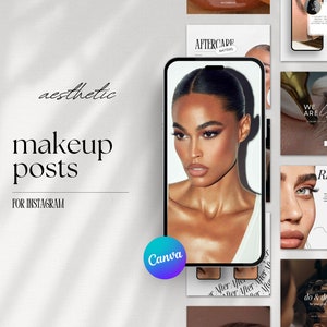 Makeup Artist Instagram Posts, Luxury MUA Templates, Makeup Instagram Templates, Beauty Salon Social Media Posts Canva