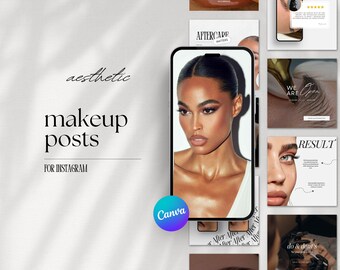 Make-up Artist Instagram Vorlagen, Beauty Salon Social Media Posts (Canva)