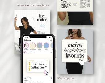 Medspa Instagram Post-Vorlagen für Aesthetic Nurse Injersey Botox und Lip Filler Social Media Bearbeitbare Trending Canva Templates iOS Core