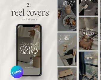 Instagram Reel Covers, Templates, Canva Editable