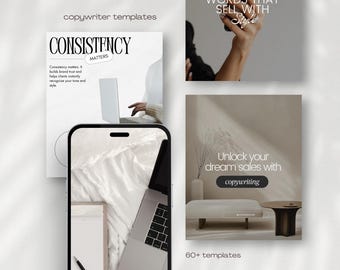 Copywriter Instagram Post Templates, Editable Canva Social Media Branding (Digital Download)