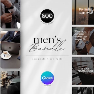 600 Faceless Men Reels and Posts for Instagram and Tiktok, Men Bundle, Faceless Digital Marketing, PLR & MRR Master Resell Rights, dfy
