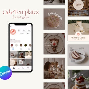 Cake and Bakery Instagram Post Templates, Cake Shop Branding Kit, Cake Business Social Media, Instagram Post & Branding Kit, Cake Shop