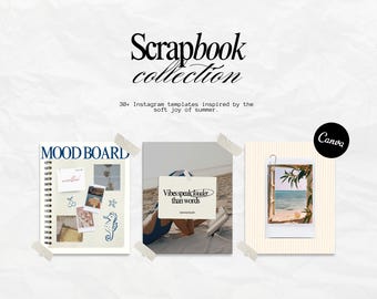 Scrapbook Instagram Post Templates, Bold Social Media Marketing, Editable Summer Aesthetic Canva Templates, Vintage Posts, Fashion Instagram