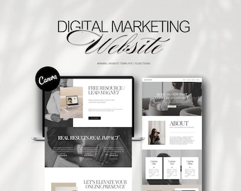 Elegant Canva Website Template for Social Media Managers, Entrepreneurs,Coaches , DIgital Marketing Agency Website, Beige Aesthetic Website