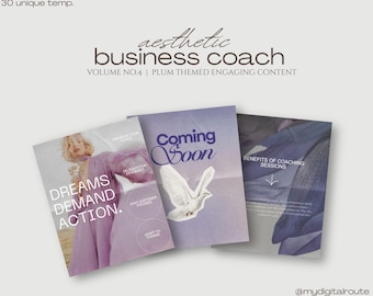 Business Coach Instagram Post Templates, Purple Aesthetic, Social Media Marketing Agency & Social Media Manager Branding, Mindset Coach
