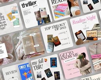 Bookstagram Instagram Templates Canva Post for Book Lovers Reading Review Templates for Authors and Book Blogger Bookish Content Creator Kit