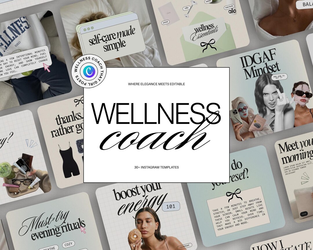 Wellness Coach Instagram Post Templates for That Girl Social Media ...