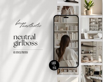 Neutral Girlboss Aesthetic Faceless Stock Photos, Beige Digital Marketing, GirlBoss Stock Image, mrr, plr, Neutral Minimalist Interior Image
