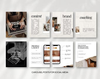 Carousel Instagram Templates, Aesthetic Social Media Manager Posts, Bold Instagram, Editable Canva Carousel Posts, Trending TikTok Marketing