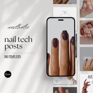 100 Nail Tech Social Media Templates for Instagram, Nail Artist Instagram Post, Manicure Beauty, Nail Tech Post,Aesthetic Instagram Branding