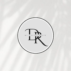 May include: A white circle with a black outline and the text "MY DIGITAL ROUTE" in black. Inside the circle, the letters "DR" are stylized in black.
