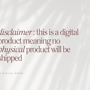 May include: Text on a white background that reads "disclaimer: this is a digital product meaning no physical product will be shipped" and "MY DIGITAL ROUTE".